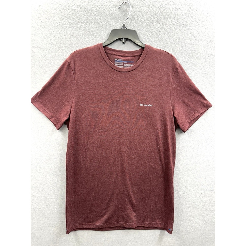 Columbia Sportswear Basic T-Shirt Men's Size M Maroon/Burgundy Gray Logo